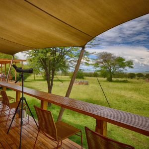 Sayari deck with viewing area and scope to search for wildlife in the wilderness beyond