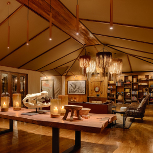 Sayari lounge area with information about the great migration and local Kuria tribe